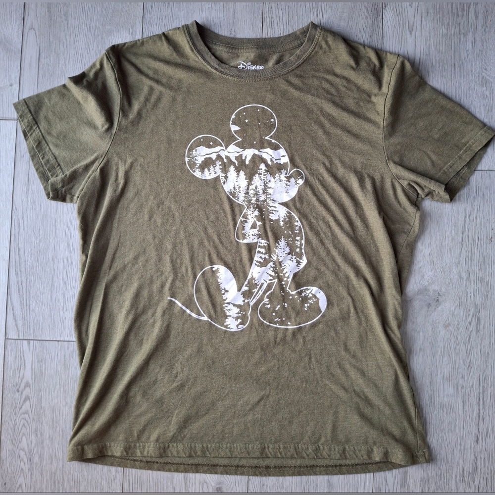 Disney Olive Green Graphic T-Shirt for Men Size Large